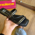 Sandália Moleca Rasteira Duas Tiras Brilhosas 5462.142